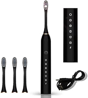 Escova de dentes elétrica sônica recarregável, ideal para adultos e crianças, 6 modos opcionais IPX7 USB Escova de dentes ultrassônica elétrica de carregamento rápido com temporizador integrado de 2